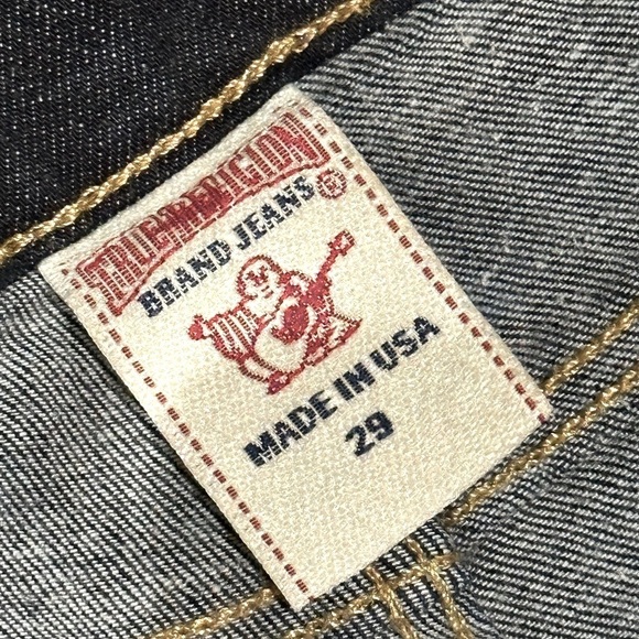 👖🎯 TRUE RELIGION Made in USA Dark Wash Straight Leg Jeans | Sz 29 TRBJ Patch - Picture 4 of 6